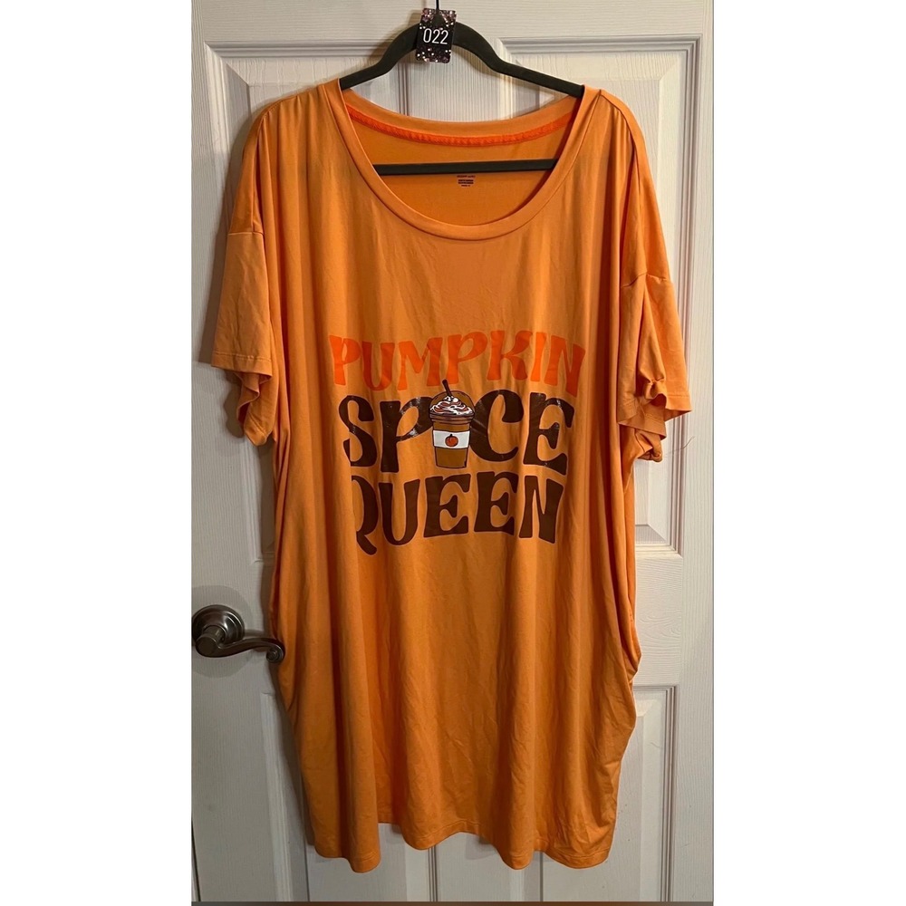 Way to Celebrate Orange Pumpkin Spice Queen Graphic T-Shirt Dress Pockets 3X